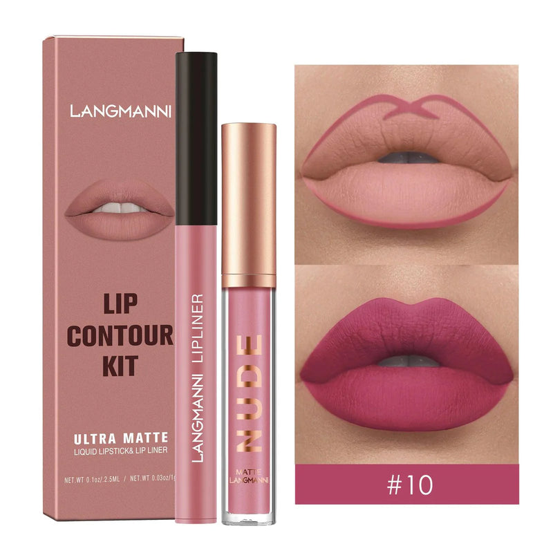 Langmanni | Conjunto 2 Peças Gloss e Lápis Labial Efeito Matte