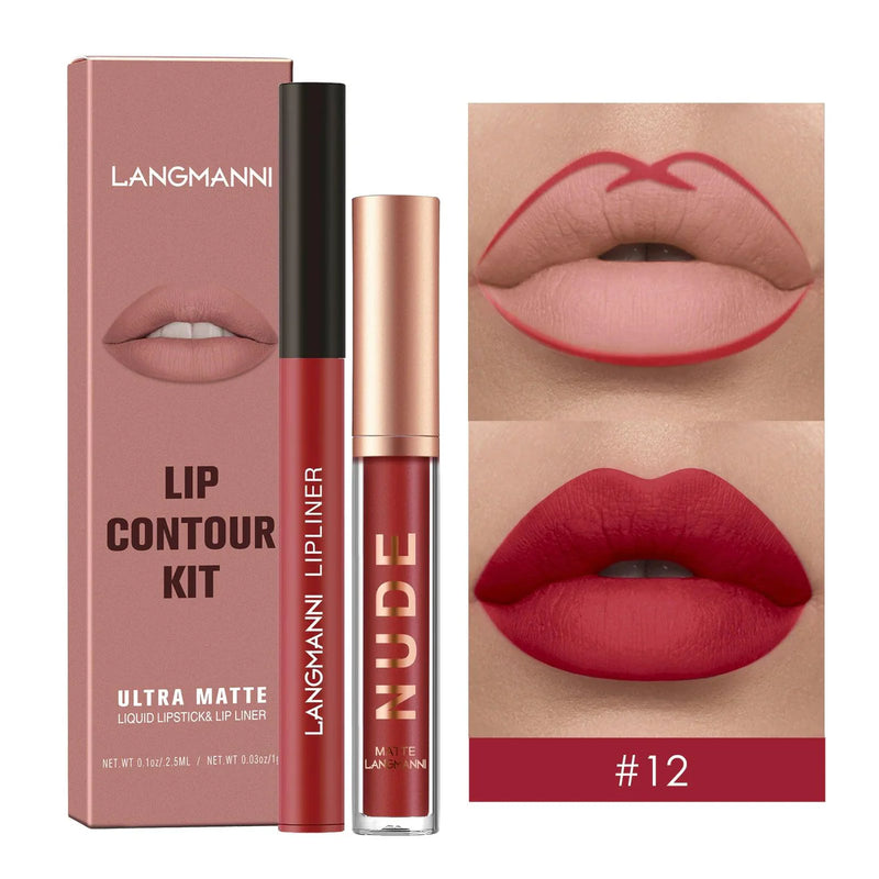 Langmanni | Conjunto 2 Peças Gloss e Lápis Labial Efeito Matte