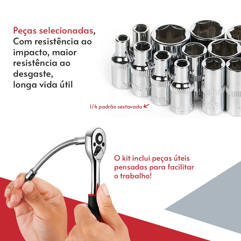 Kit Ferramentas 46 Peças Com Maleta Jogo De Ferramentas Completo