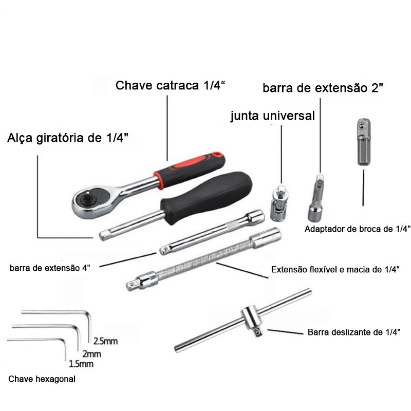Kit Ferramentas 46 Peças Com Maleta Jogo De Ferramentas Completo