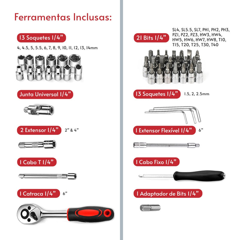 Kit Ferramentas 46 Peças Com Maleta Jogo De Ferramentas Completo