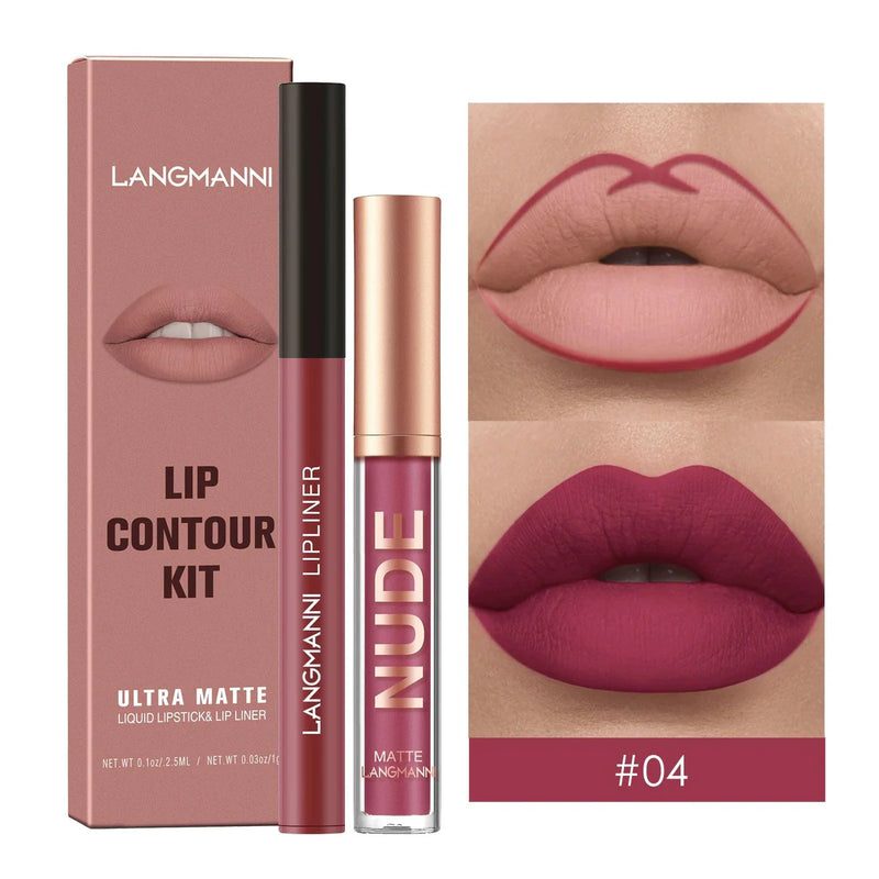 Langmanni | Conjunto 2 Peças Gloss e Lápis Labial Efeito Matte