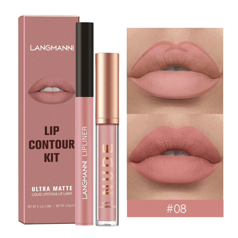 Langmanni | Conjunto 2 Peças Gloss e Lápis Labial Efeito Matte