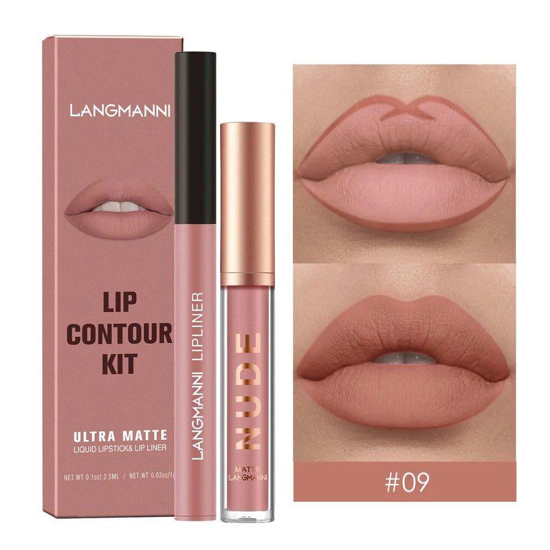 Langmanni | Conjunto 2 Peças Gloss e Lápis Labial Efeito Matte