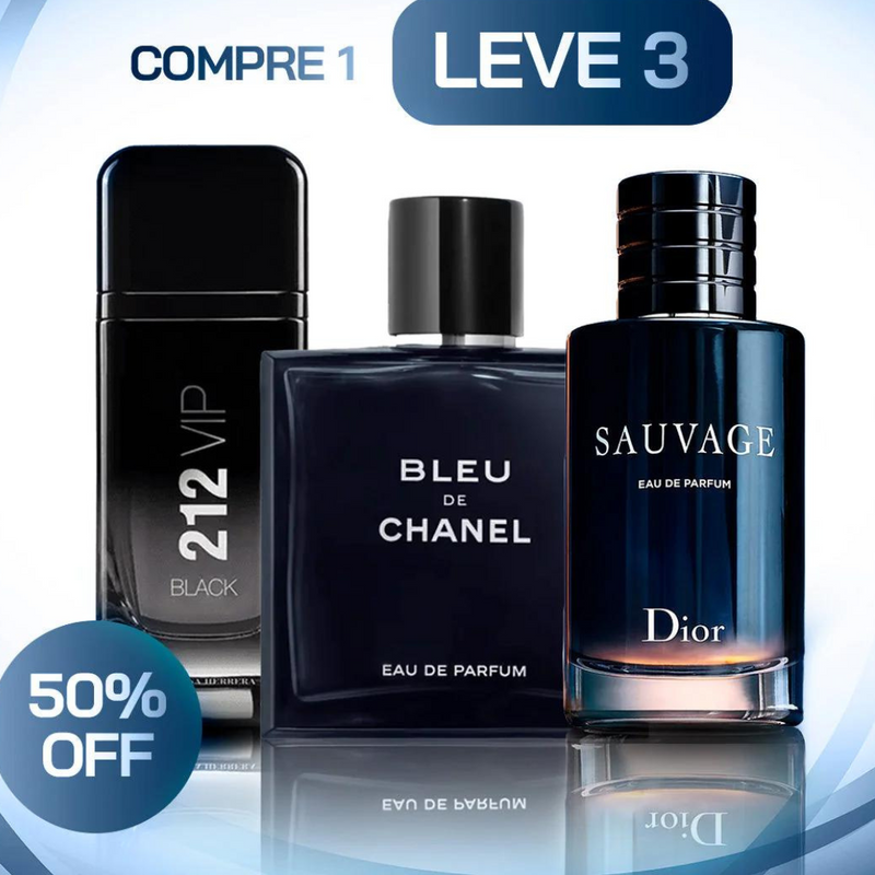 Pague 1, Leve 3 Perfumes Importados (100ml) - 1 Million | 212 | Invictus | SAUVAGE l Ferrari Black