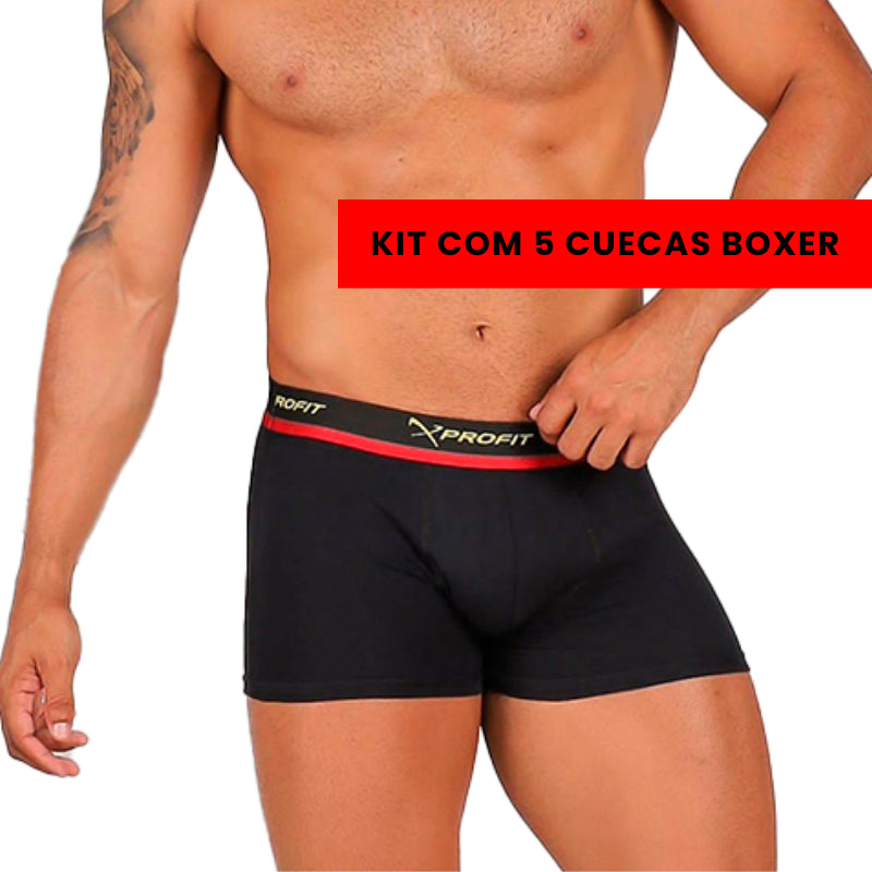 Kit 5 Cuecas Boxer Algodão Adulto Masculina Box