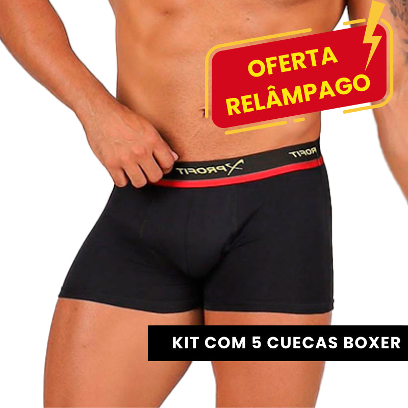 Kit 5 Cuecas Boxer Algodão Adulto Masculina Box