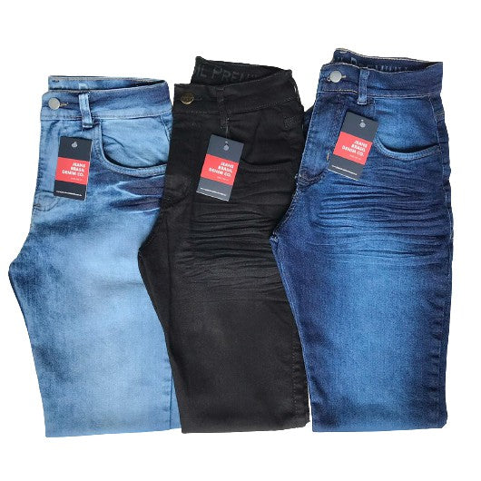 Kit 3 Calças Jeans Slim Original Elastano [ DIRETO DA FÁBRICA ]